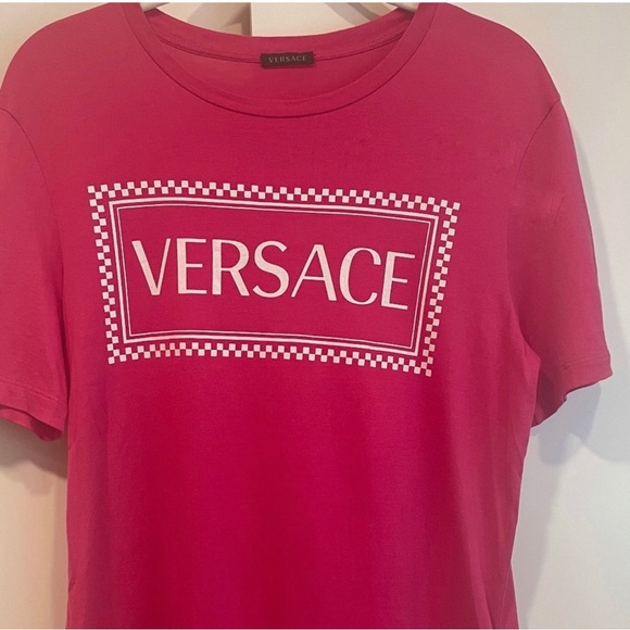 Versace 90s Logo T-shirt , pink IT size 40 - Picture 3 of 4